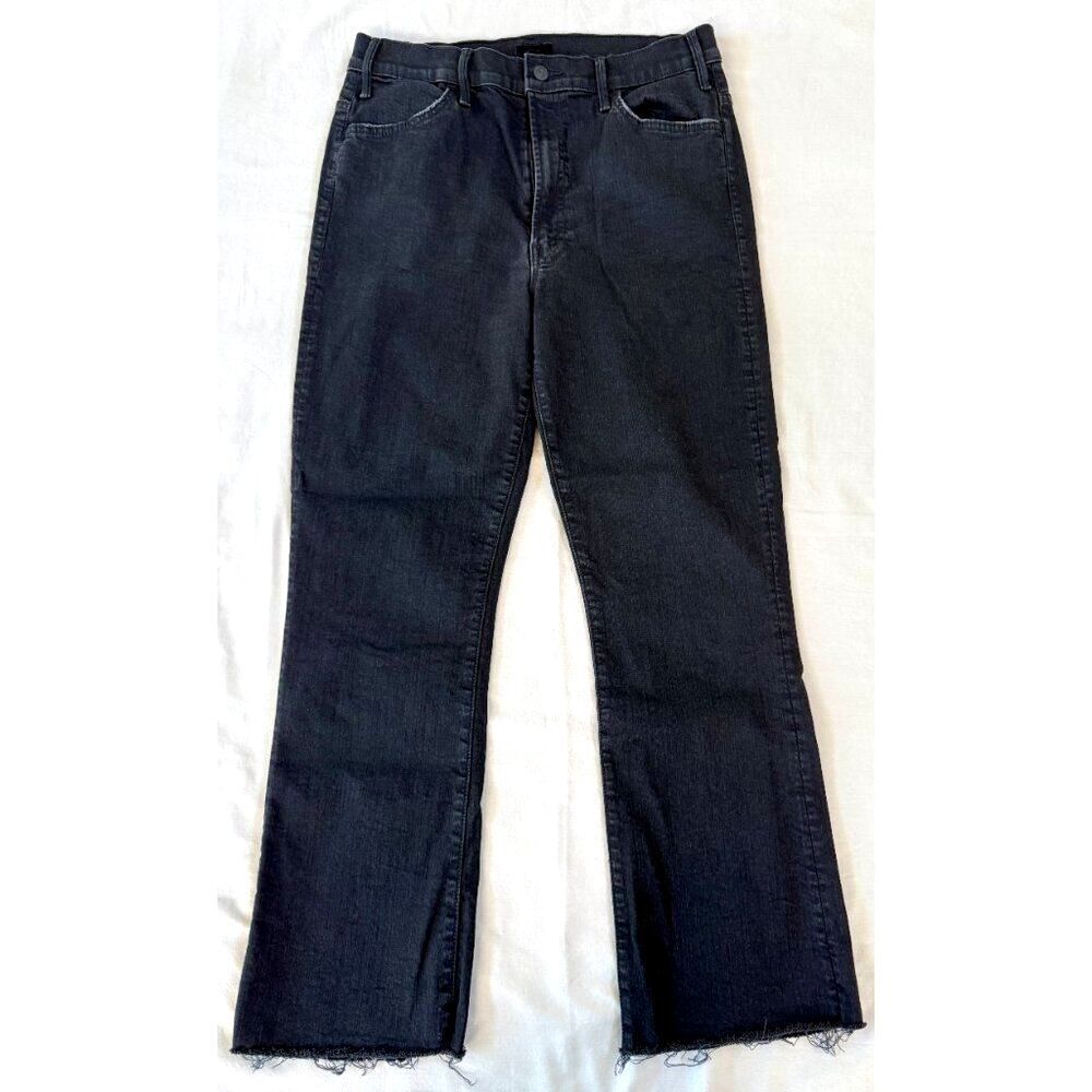 MOTHER The Hustler High Rise Flare Ankle Jeans Not Guilty Size 32 Frayed Hem USA